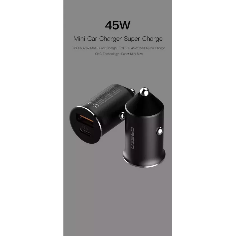 Car Charger Orsen C8 45W — 45W USB-C PD Fast Charging, Black