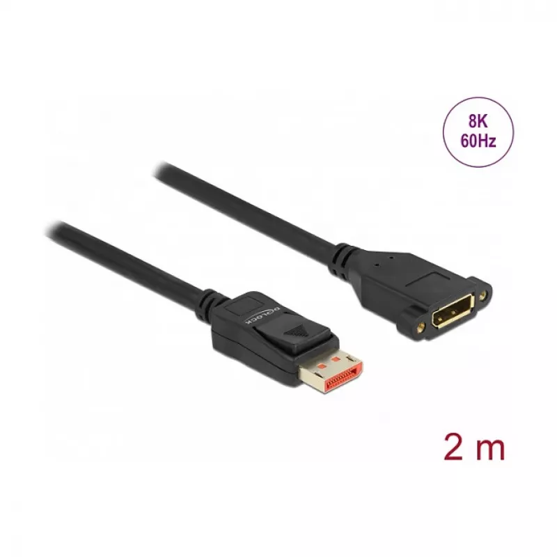 DisplayPort extension cable panel-mount DeLOCK 8K 60 Hz 2 m