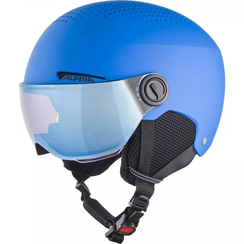 Helmet ALPINA ZUPO VISOR QLite — child ski helmet, hard shell, 54–58 cm, integrated visor, Run System Ergo Snow