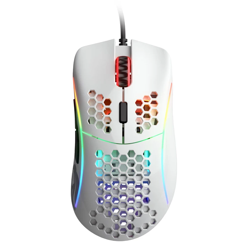 Glorious Model D gaming mouse - White, glossy + Grip Tape - black