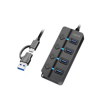 USB3.2 Gen1 HUB, 4xUSB-A on/off switch