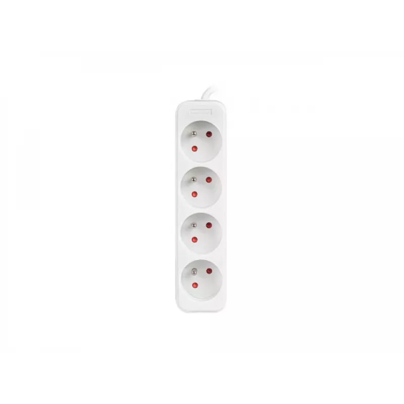 Power strip 1.5m, white, 4 sockets, cable made of solid copper