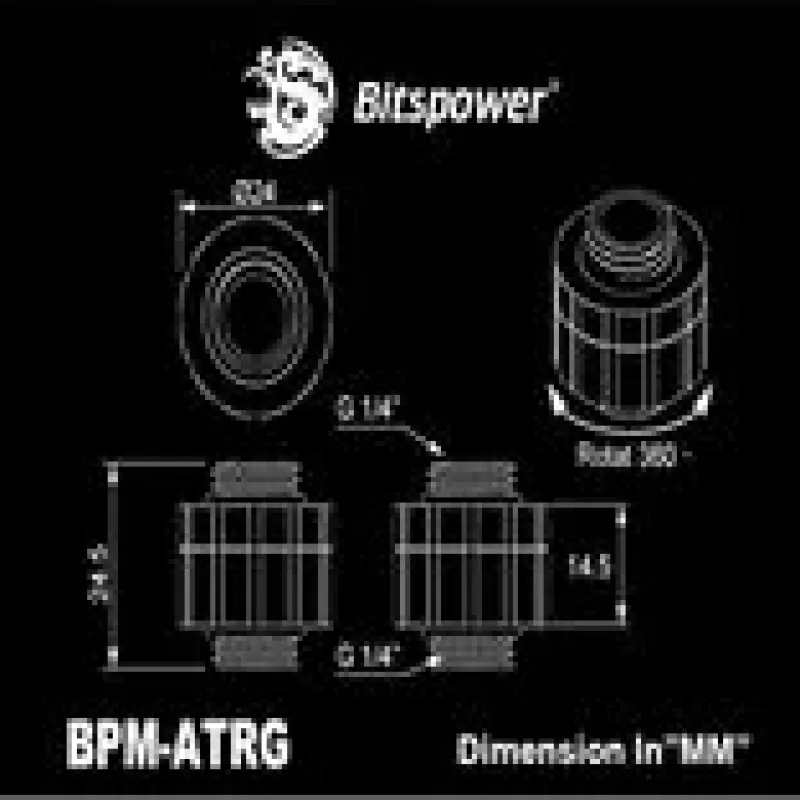 Rotary Extender BitsPower Artemis matt black — BPM-ATRG-MB