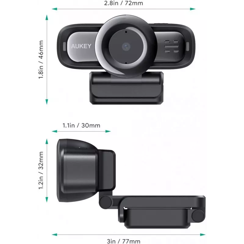 Webcam AUKEY PC-LM3 2 MP 1920 x 1080 pixels USB 2.0 Black