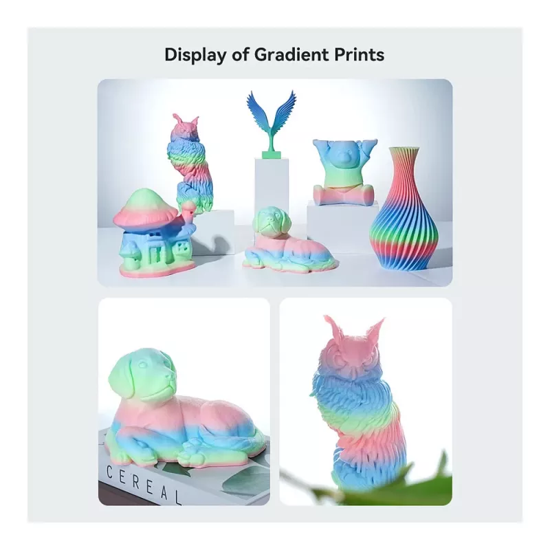 3D printing filament Creality PLA 1.75 mm, 1 kg — Blue/Green/Pink (Creality 3301010424)