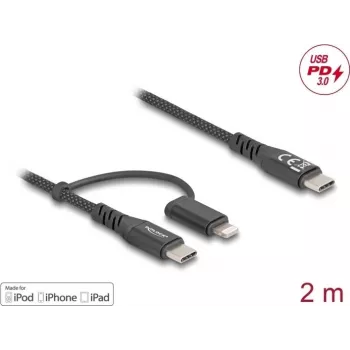 USB Cable DeLOCK 81171 2m USB C USB C/Lightning Black