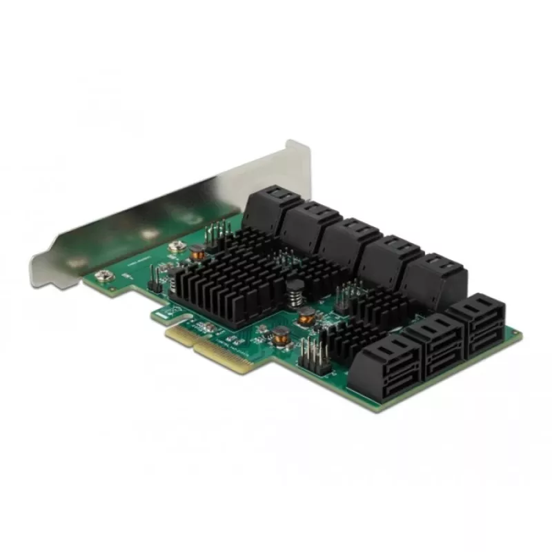 DeLOCK 16 port SATA PCI Express x4 Card 6 Gbit/s Green Grey