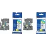 Label tape 2-pack Brother 12 mm & 18 mm White on Black — compatible with Brother label printers