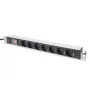DIGITUS DN-95402 7-Way Aluminum PDU Power Strip with Switch, 2m Cable, 19 inch 1U Rackmount, 16A/4000W