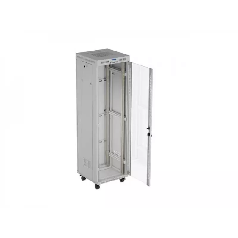 19 inch 42U LANBERG Standing Rack Cabinet 600×600 mm Gray with Glass Door and LCD (Flat Pack)
