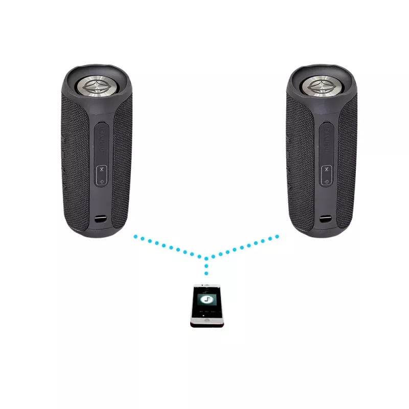 Portable speaker MANTA SPK130GO BT — Bluetooth 5.0, TWS, FM, 10W RMS, rechargeable (black, 8×8×19 cm)