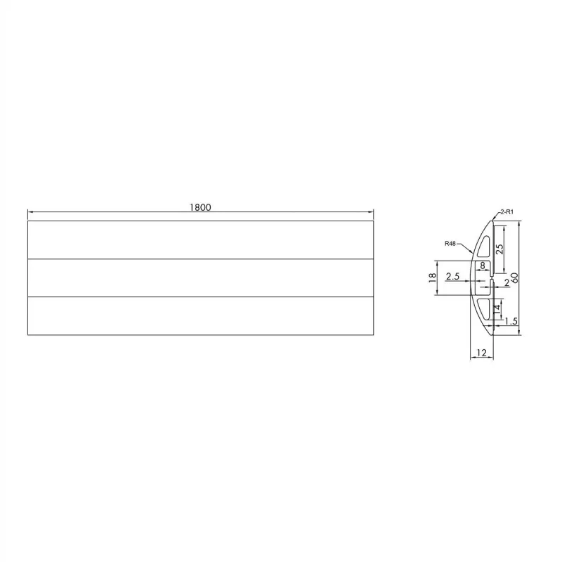 ROLINE Cable Duct TPE Flex, 60 mm, black, 1,8 m (19.08.3105)