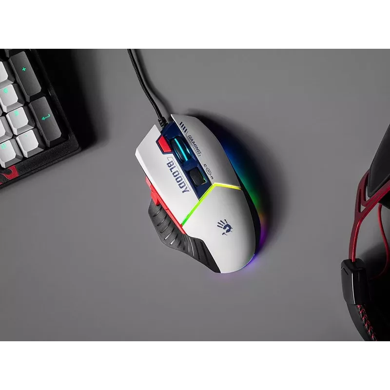 Gaming mouse A4Tech Bloody W95Max USB — right-hand, white, 12000 DPI, 1 ms, 250 ips, 125/2000 Hz