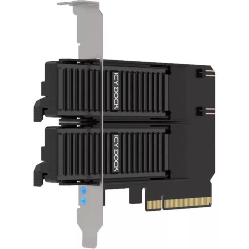 PCIe adapter card icybox MB312M4P-B — 2× M.2 NVMe to PCIe 4.0 x8 (bifurcation)