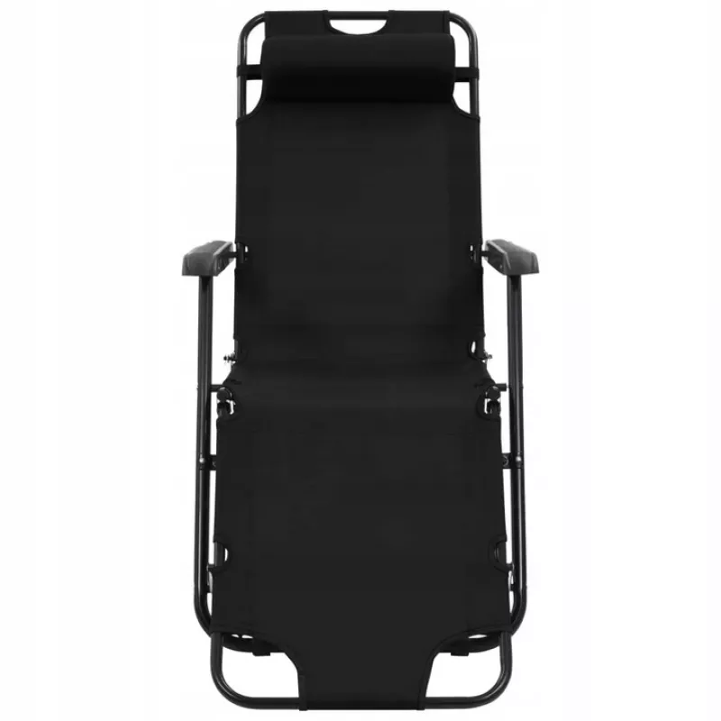 Black Forest Folding Garden Lounge Chair with Cushion, Black