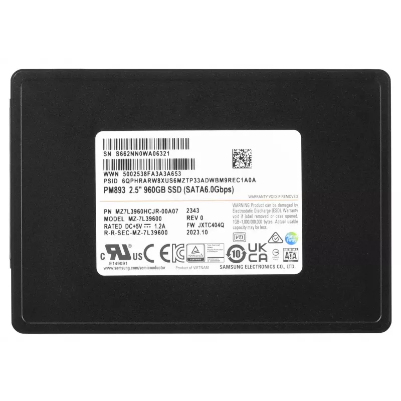 Samsung MZ7L3960HCJR-00A07 internal solid state drive 960 GB 2.5 inch Serial ATA III TLC