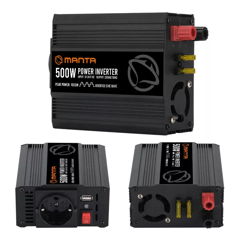 Power inverter MANTA MPI500M 500W continuous / 1000W peak DC to AC