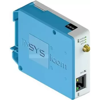Cellular network router INSYS icom MIRO-L100 — Fast Ethernet 10/100 Mbps, external antenna, DC power, wall-mount