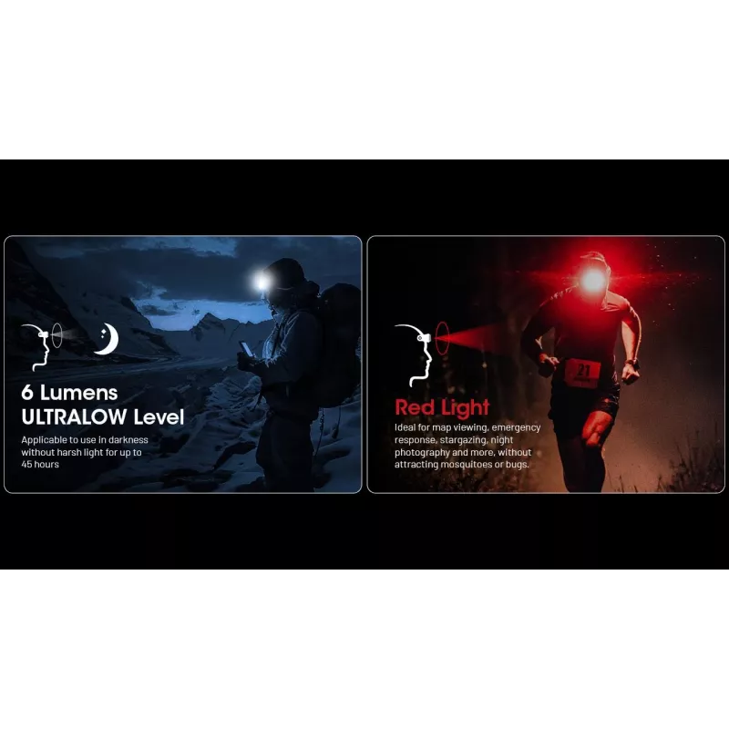 Headlamp Nitecore NU25 MCT — rechargeable headlamp, up to 400 lumens, compact hands-free lighting