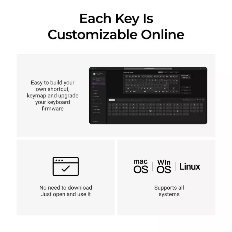 Mechanical 80% QWERTY keyboard Keychron Q3 Ultra 8K — Bluetooth & wired, RGB backlight, Black