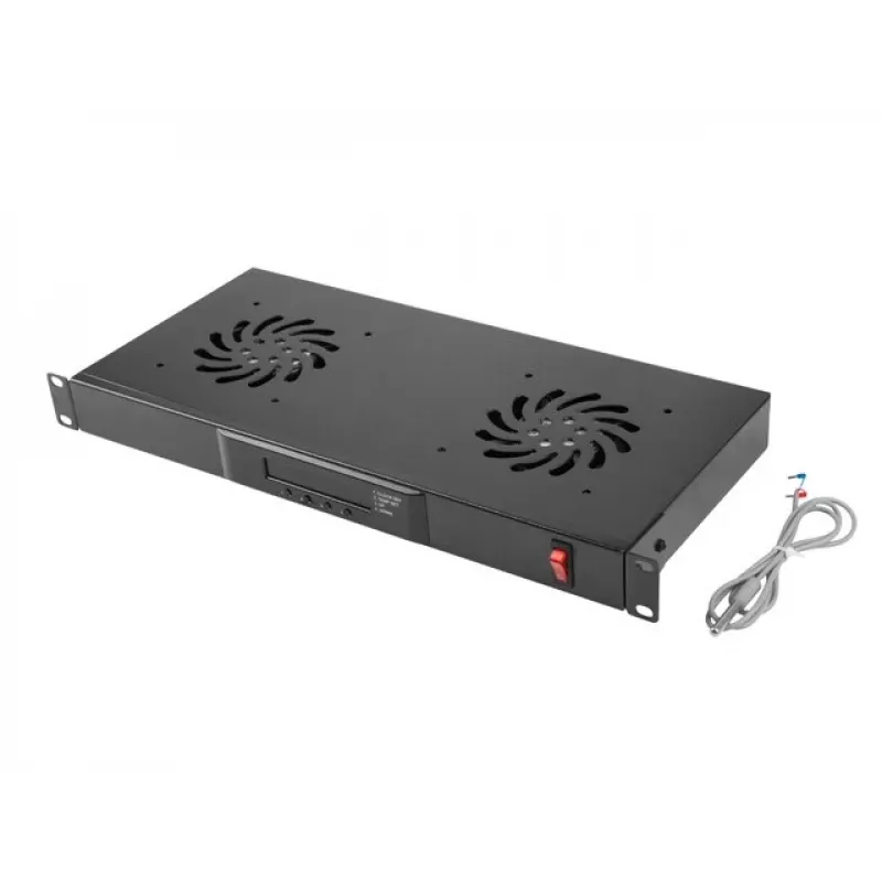 Fan panel LANBERG AK-1502-B, 1U rack, 2 fans, 230V, 38W, 483×44.5×192 mm, black