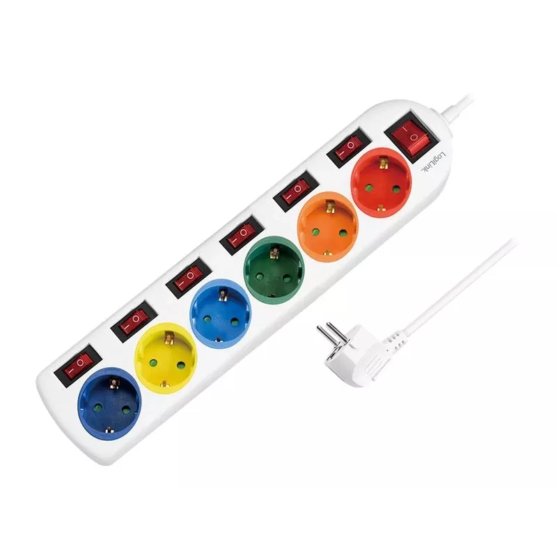Power Extension LogiLink LPS259 1.5 m 6 AC Outlets Indoor White