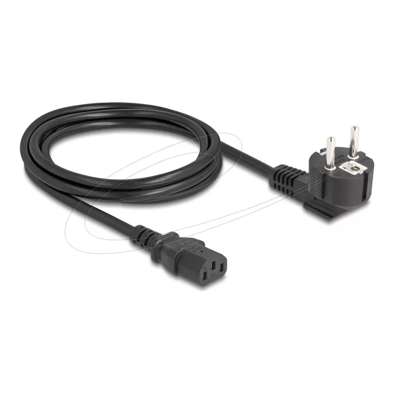 Power cable DELOCK 81567 CEE 7/7 (ST) 90° to IEC C13, 2 m, 3x1.00 mm