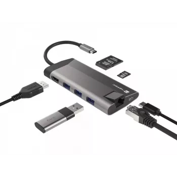 NATEC Fowler Plus USB Type-C Black Grey MicroSD SD Hub