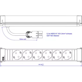 Power strip Bachmann 916.1134 with 6x CEE 7/3 sockets