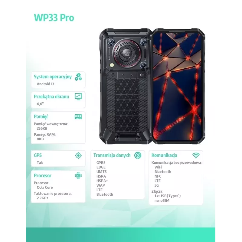 Smartphone Oukitel WP33 Pro 5G, 8GB RAM/256GB, DS, 22000 mAh, Grey