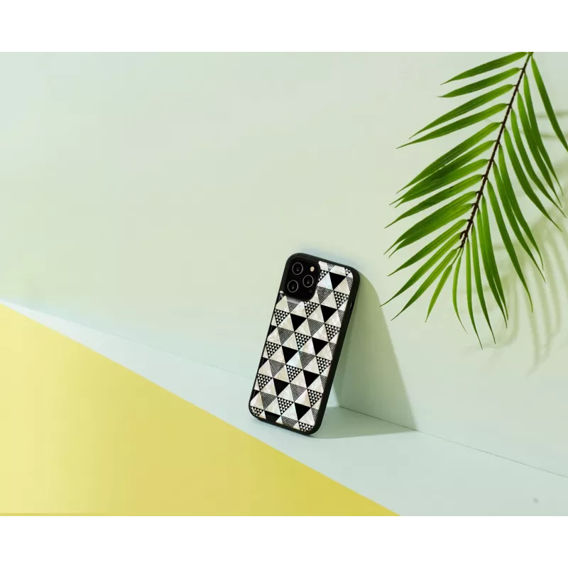 Protective phone case iKins for Apple iPhone 12 Pro Max — black pyramid texture