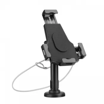 Manhattan iPad & Tablet Desk Stand, Lockable, Wall Mountable, Secure Anti-Theft, 7.9 inch to 10.5 inch tablets, 360° Rotation, +/- 70° Tilt, 330° Swivel, Black, Lifetime Warranty