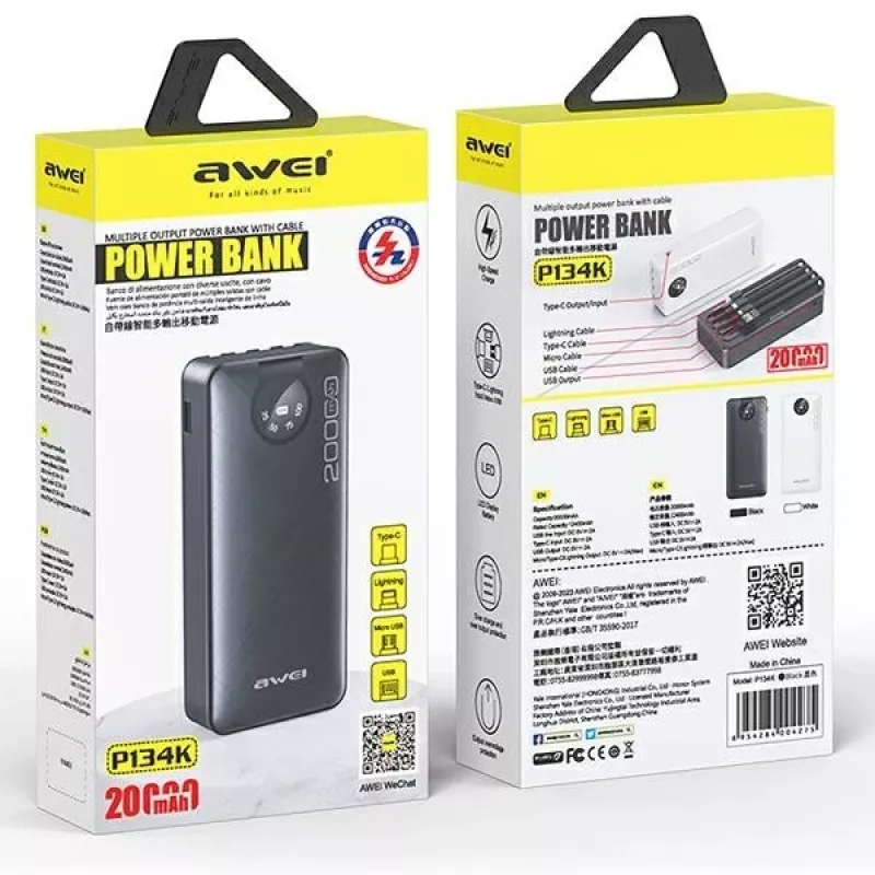 Portable Power Bank AWEI P134K 20000mAh