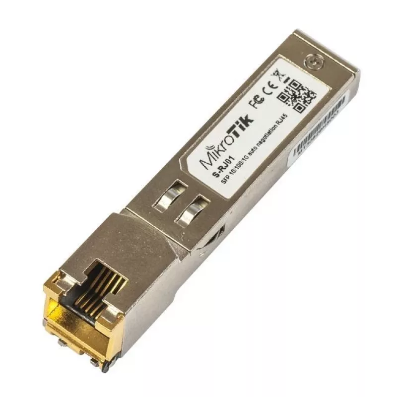 Network switch module MikroTik S-RJ01 — 1× Gigabit Ethernet (RJ-45), 1000 Mbps, 1.25 Gbit/s data rate, 0.1 km transmission