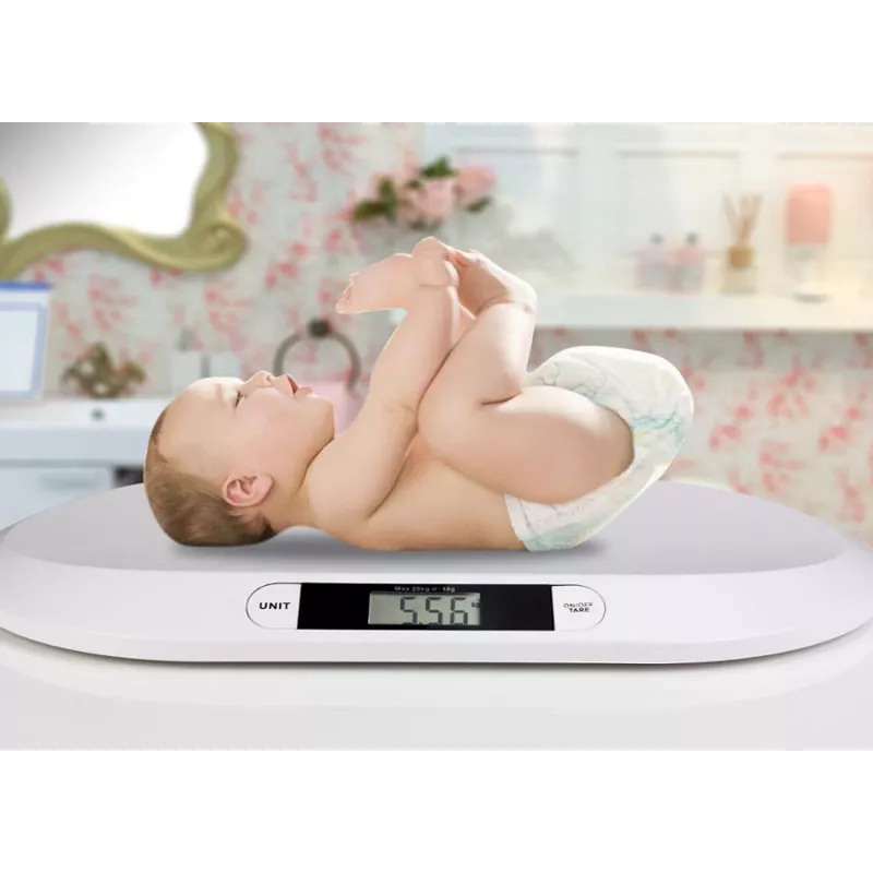 Electronic infant scale ESPERANZA EBS019 — capacity 0.03–20 kg, 0.01 kg division, large 60×25 mm LCD, white