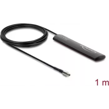 External LTE antenna DELOCK 90711 TS9 male 1.5 dBi omnidirectional fixed with 1 m RG-174 cable for adhesive outdoor mounting, black