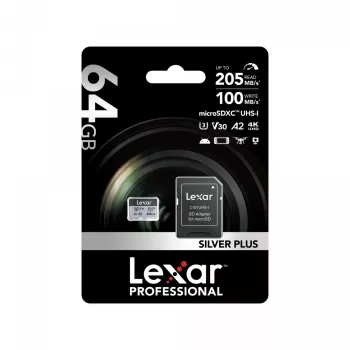 MicroSD Card Lexar 64GB UHS-I Class 3 SILVER PLUS