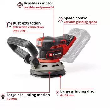 Floor sander EINHELL TP‑RS 18/32 Li BL Solo — 24,000 RPM, Black/Red, 1.11 kg