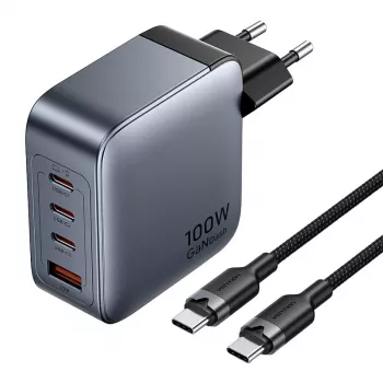 Vention power charger TZ-FETH0-EU 3× USB-C + 1× USB-A 100W, PD up to 30W per C, Input 100–240V