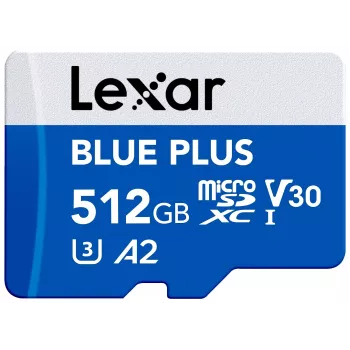 MicroSDXC memory card Lexar BLUE PLUS 512 GB, UHS‑I, Read 170 MB/s, U3/V30