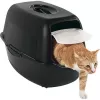 Hooded litter box Rotho Bailey Cat Black 560×400×390 mm, carbon filter, door flap, handle
