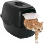 Hooded litter box Rotho Bailey Cat Black 560×400×390 mm, carbon filter, door flap, handle