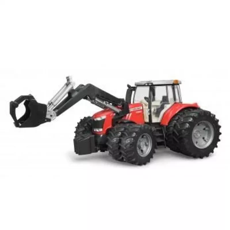 Toy tractor BRUDER Massey Ferguson 7624 with frontloader, red, for ages 3+