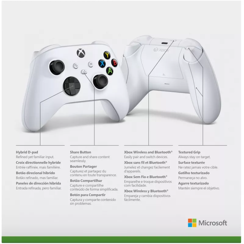Microsoft Xbox Wireless Controller - Game Pad - Wireless - Bluetooth - Robot White - for PC, Microsoft Xbox One, Android, Microsoft Xbox Series S, Microsoft Xbox Series X