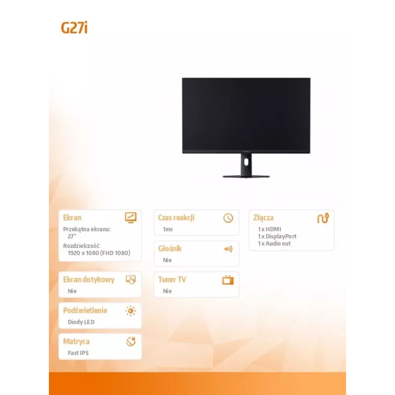 27 inch computer monitor Xiaomi G27i 2026, 1920×1080 Full HD IPS LCD, 1 ms, 400 cd/m², VESA, black