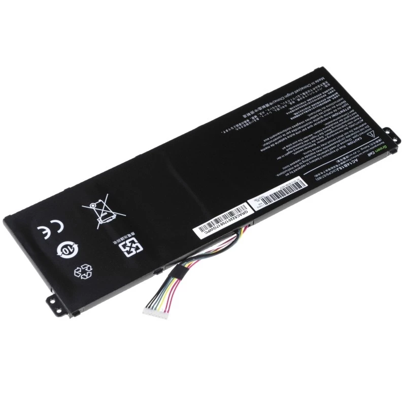 Battery Green Cell AC52 for Acer Aspire E11 ES1-111M ES1-131 E15 ES1-512 Chromebook CB3-111 CB5-311, 11.4V 2200mAh Li-Ion, 3 cells, black