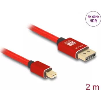 DeLOCK Mini DisplayPort to DisplayPort cable 8K 60 Hz 2 m red metal without latch