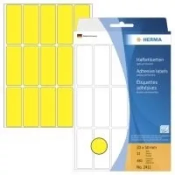 HERMA - permanent adhesive labels - Yellow - 20 x 50 mm 480 label(s) (32 Sheets x 15) (2411)