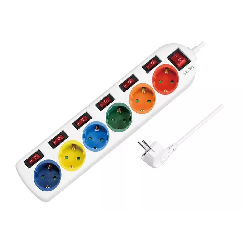 Power Extension LogiLink LPS259 1.5 m 6 AC Outlets Indoor White