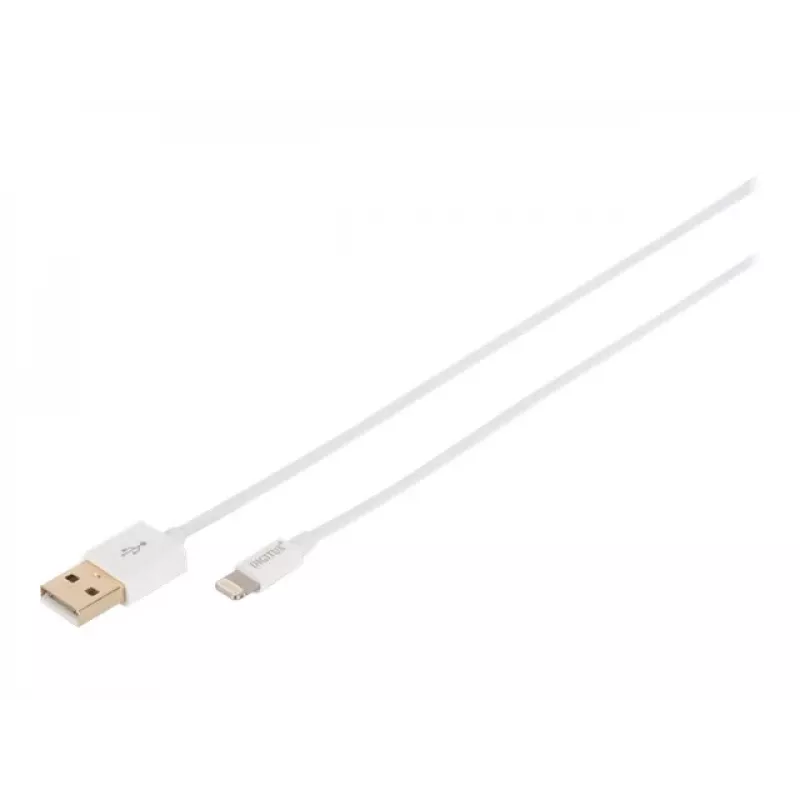 DIGITUS - Lightning-Cable - Lightning (M) to USB (M) - 1,0m - Double Insulation - White - Moulded - for Apple iPad/iPhone/iPod (Lightning) (DB-600106-010-W)